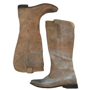 Frye 77534 Paige Tall Riding Gray Distressed Leather Boho Boots Women’s Size 9